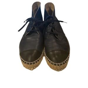 CHANEL Black Espadrille Lace-Up Shoes
